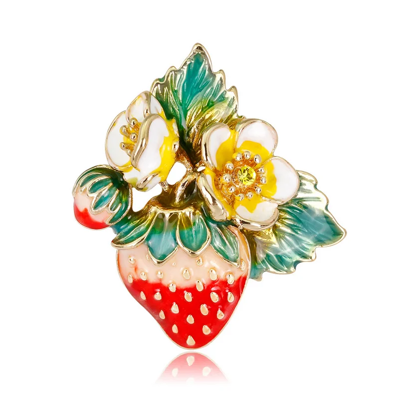 Earofcorn New Popular Painted Drip Enamel Strawberry Brooches Jewelry Fashion Clothing Brooches