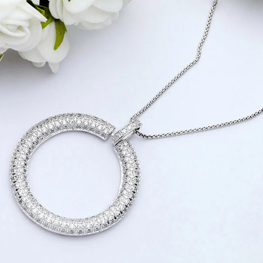 Luoteemi sunmer Стиль микро проложили большой круглый кулон cz популярные круг циркон