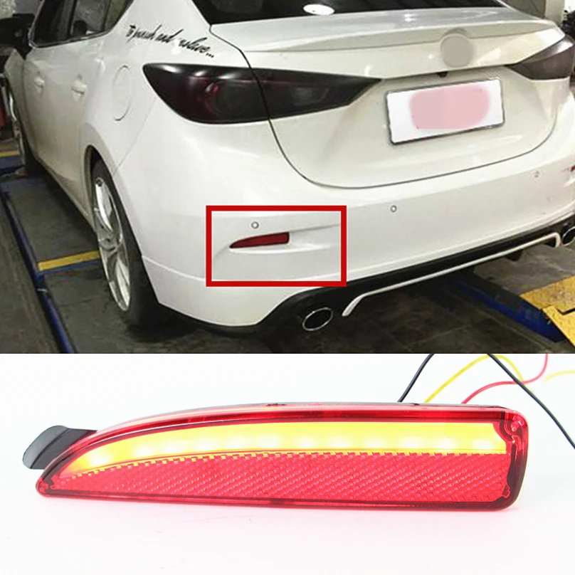 

Car Flashing 1SET LED DRL Rear Bumper tail warning light + brake lights + turn signal for Mazda 3 Axela 2014 - 2016 Reflector