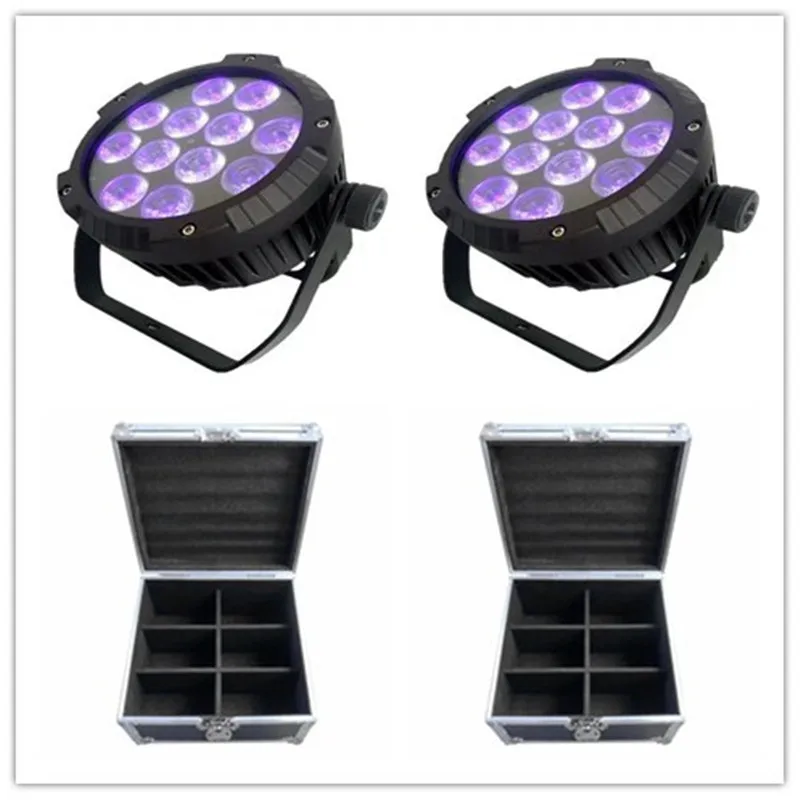 12 pieces with roadcase disco party led par ip65 12x15w led flat par rgbwa 5in1 par64 led outdoor par light