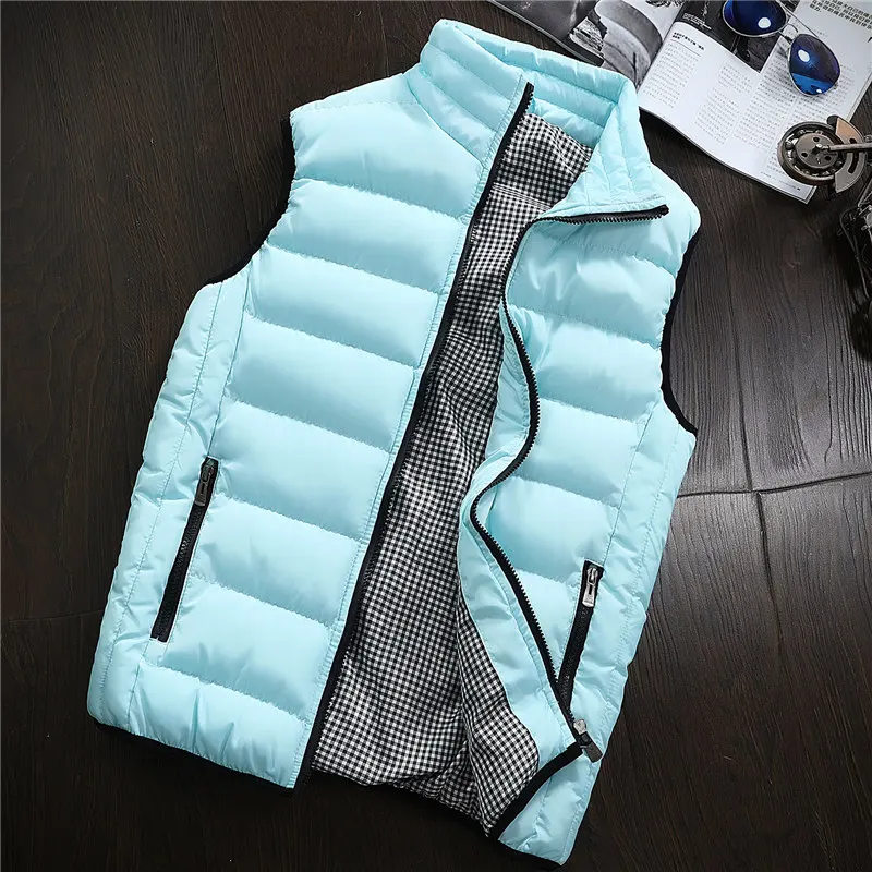 Mens Plus Size 5XL Vest Men New Stylish Spring Autumn Warm Sleeveless Jacket Men Winter Waistcoat Men's Vest Casual Coats - Цвет: Sky blue