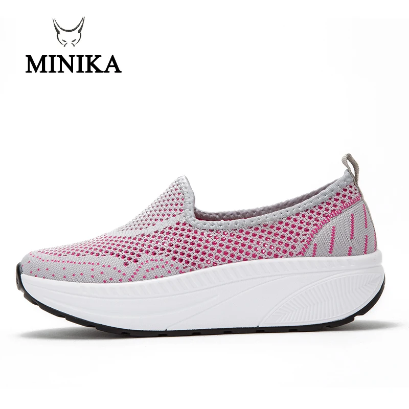 

Rocking Femme 2017 Swing Shoes Woman Toning Feminino Slip on Women Shoes Black White Slimming Platform Shoes Size 42