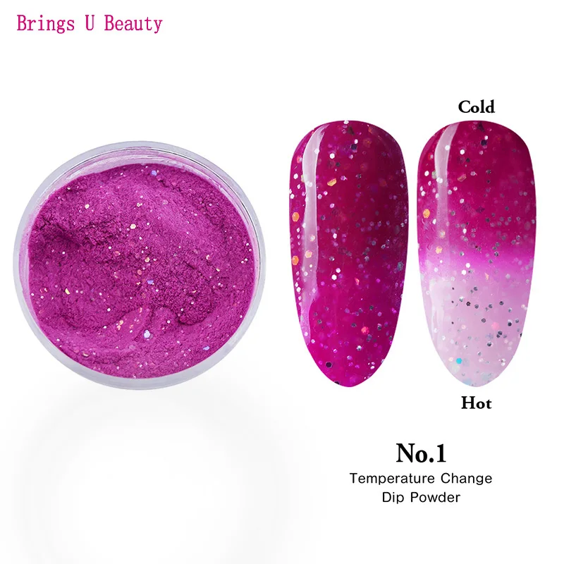 

New arrival Fantastic Glitter Temperature Change Dip Powder Red Change White Without Lamp Cure Easy DIY Natural Dry Colors No.1