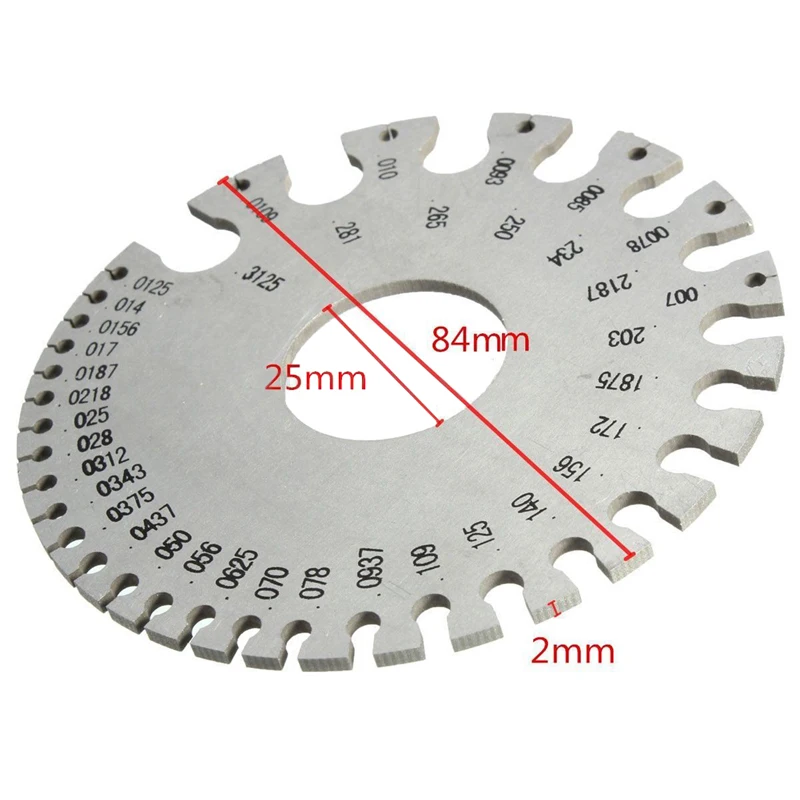 2 Sides Round Wire Thickness Measurer Tester Ruler Gauge Diameter Tool New Y
