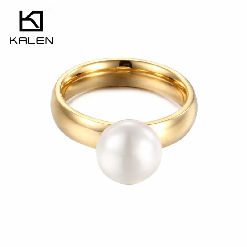 kalen new gold color finger rings imitation pearl fake wedding rings women cheap stainless steel size - Fake Wedding Ring kalen new gold color finger rings imitation pearl fake wedding rings women cheap stainless steel size - Fake Wedding Ring