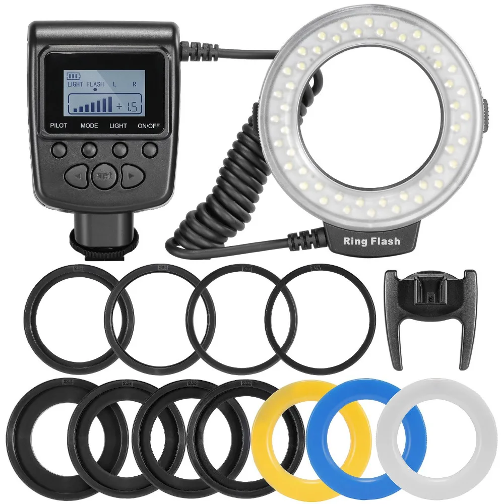 RF 550D 48pcs Macro LED Ring Flash Bundle with 8 Adapter Ring for Canon
