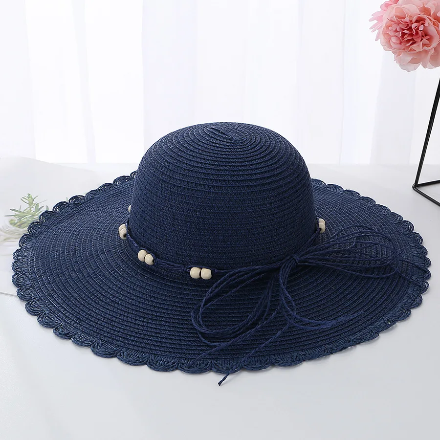 قبعة قش نسائية مرن واسعة بريم الصيف الشمس في الهواء الطلق قبعات الشاطئ السيدات ديربي كاب مطرز القش الفرقة مع القوس الديكور الشمس
