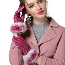 Новые высококачественные перчатки из натуральной кроличьей шерсти. Зима плюс бархат тепло для женщин