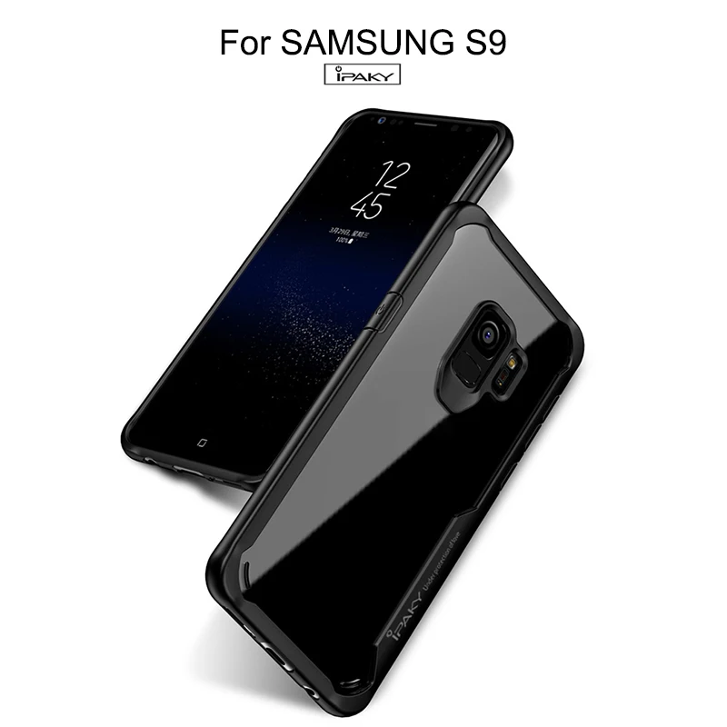 Прозрачный Чехол IPAKY для samsung Galaxy S9 Plus, мягкий чехол из ТПУ+ поликарбоната, защитный противоударный чехол для samsung Galaxy S9