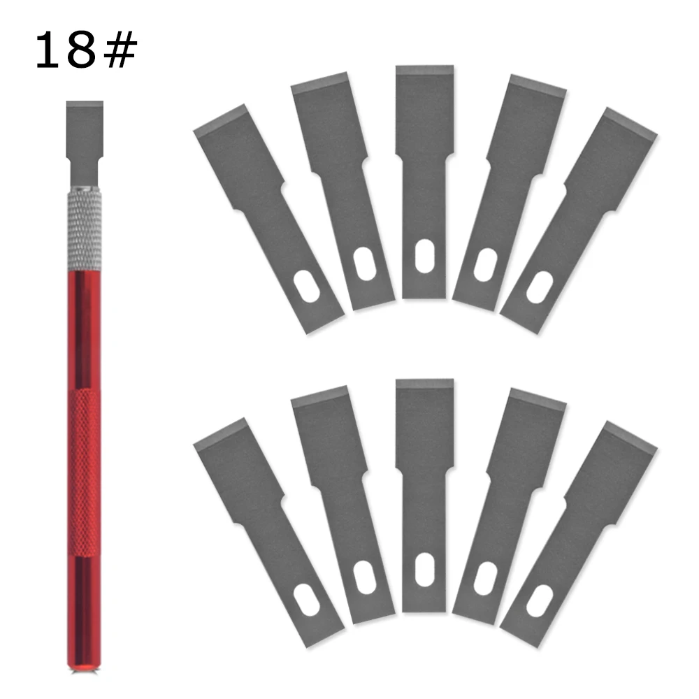 1 Ручка ножа с 10 лезвиями Замена 18# PCB ремонт резьба по дереву инструменты Режущий инструмент для домашнего творчества - Цвет: 1set