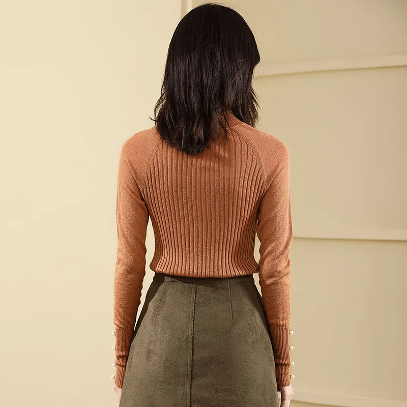 2018 high-end women's sweater for autumn and winter slim bottoming sweater high collar sweater for women 18118