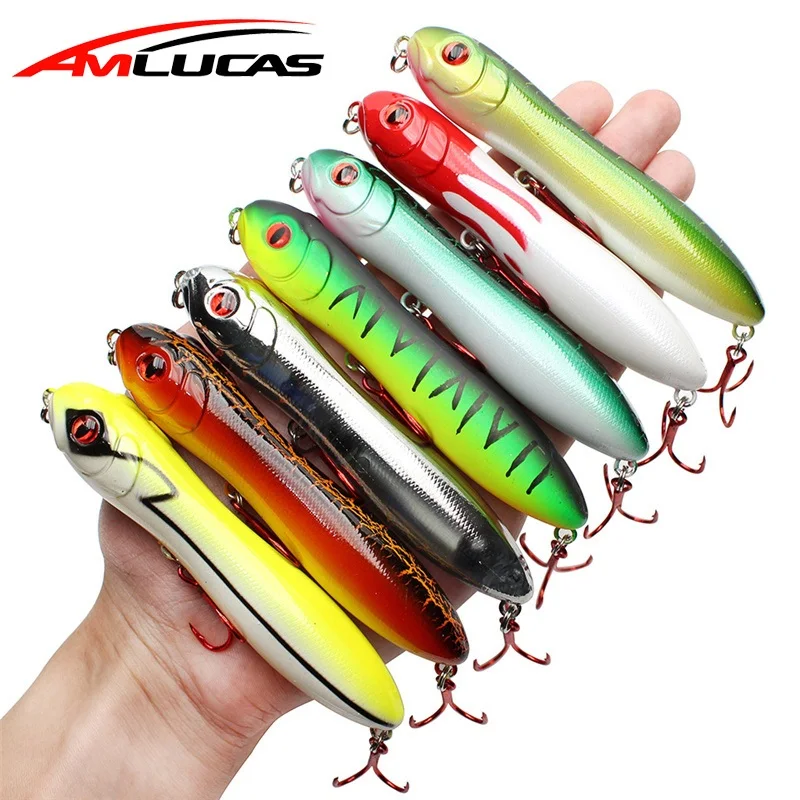 

Amlucas Topwater Fishing Lure Bass Pike Wobbler Floating Pencil Bait 10.5cm 16.2g Snake Head Hard Bait Crankbait WW1109