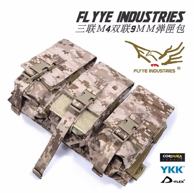 FLYYE MOLLE Combo Tri-M4/двойной 9 мм маг мешок PH-M031