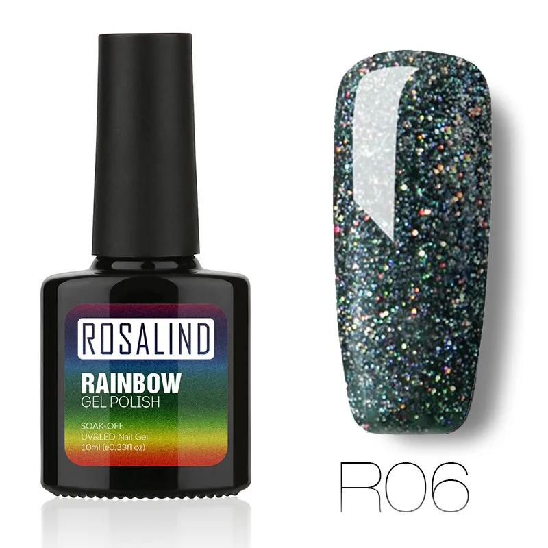 ROSALIND гель 1s 10 мл Гель-лак для ногтей Радужный мерцающий R01-29 УФ-светодиодный лак для ногтей Полупостоянный Гель-лак Vernis - Цвет: R06