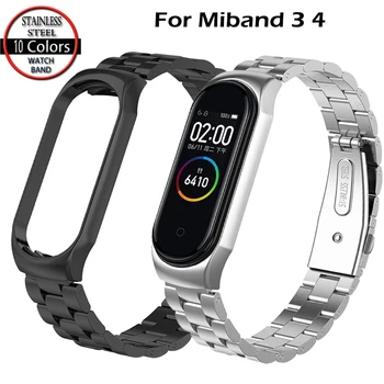 

For Xiaomi Mi Band 3 MiBand 4 Strap Metal Bracelet Stainless Steel Wrist Strap Replacement Belt Wristband for Mi Band 4 Correa