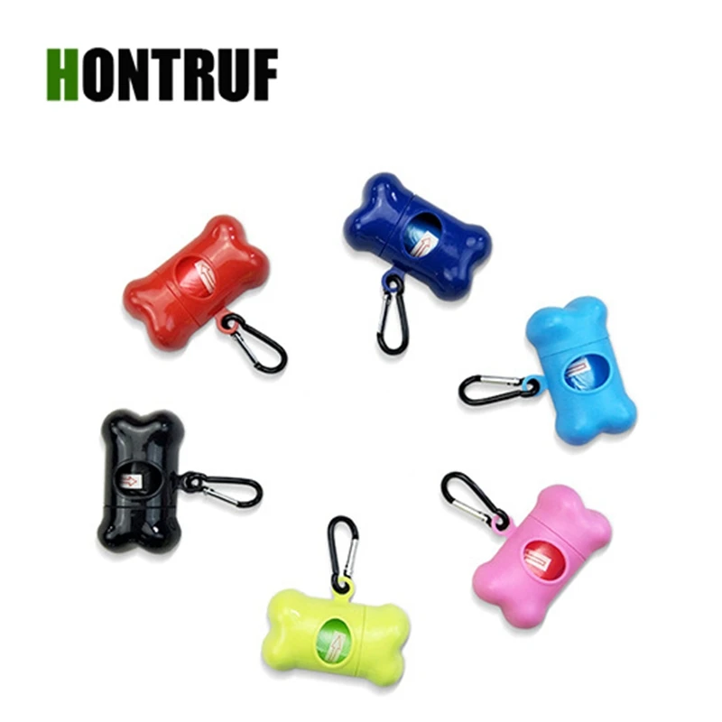 

[15 Garbage Bags ]Bone type pet feces bag storage box pet cleaning supplies portable pet garbage bag