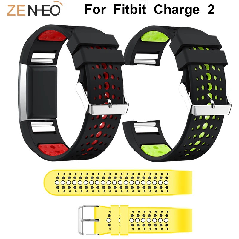 Sport Double Colors Silicone Watch Band For Fitbit Charge 2 Watchband ...