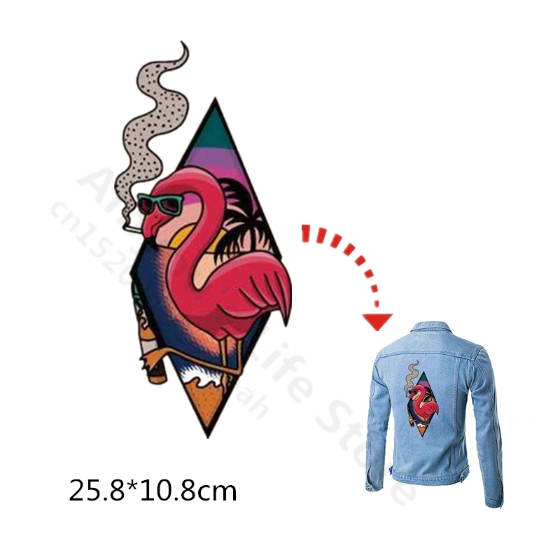 DIY-Fire-Flamingo-Stickers-Transfer-Thermal-Press-Pyrography-Paper-Iron-On-Washable-Boy-Kids-T-Shirt