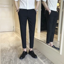 Модные повседневные мужские укороченные брюки осень Новые 28-36 однотонные хлопковые свободные брюки три цвета личности популярно среди молодежи