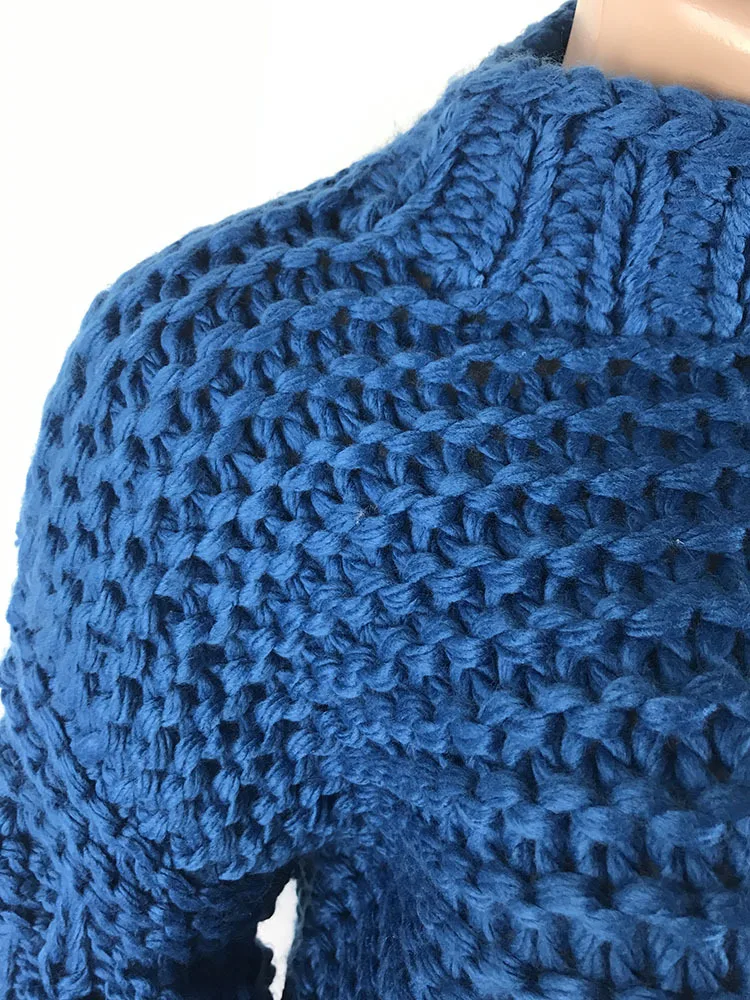 Осень и зима Новые свитера вязаные топы ручной работы с рукавами фонариками толстый свитер теплые осенние пуловеры для женщин одежда