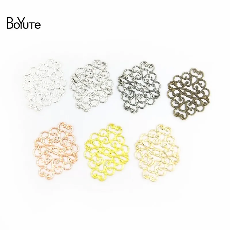 BoYuTe 100 Pcs 7 Colors 3630MM Metal Brass Filigree Flower Charms European Style Diy Pendant Charms (2)