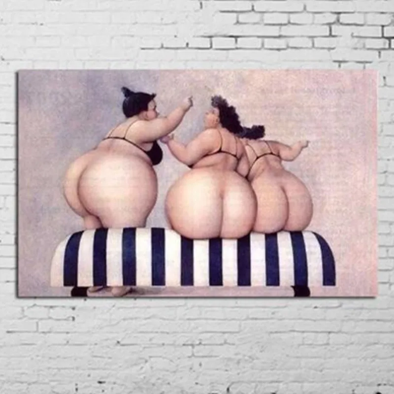 Large Cartoon Canvas Painting Handpainted Abstract Figure Oil Paintings Sexy Plump Women Hips Picture Modern Home Decor Wall Art