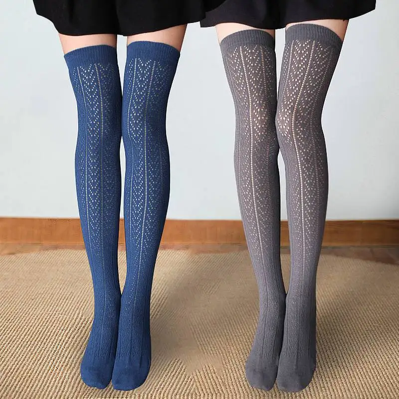 Обувь для девочек милые бедра высокие носки плюс размеры для женщин пикантные чулки Хлопок Kawaii женские носки - Цвет: Blue Gray