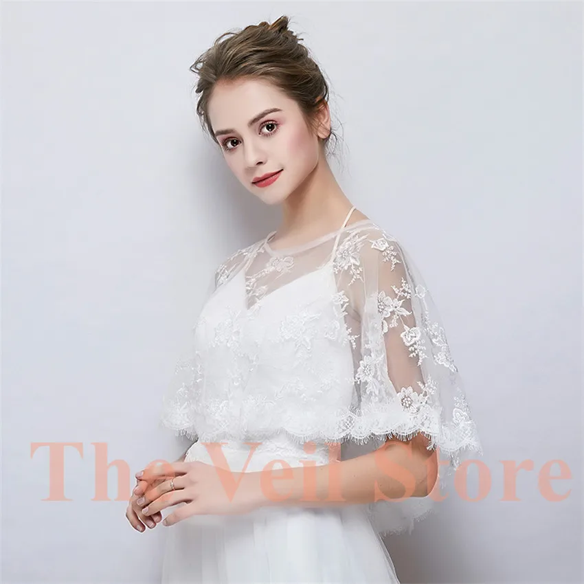 

ISHSY White Soft Lace Women Bridal Wedding Bolero Capes Shawl Wrap for Evening Party Chale de fiesta mujer novia etole Mariage