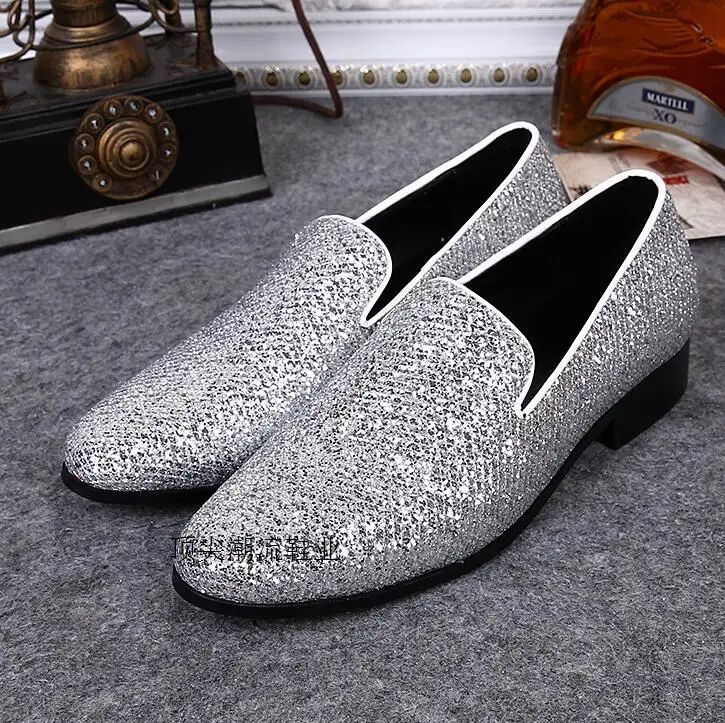 

Fashionable man personality hairstylist silver leather shoes sloth man shoes casual shoes low heel
