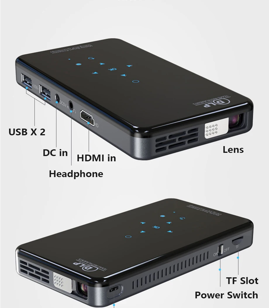 SmartIdea X2 Android 7,1 мини-проектор для телефона 200 люмен 5G wifi bluetooth Батарея для 3 часов воспроизведения сенсорных клавиш HDMI in 1080P проектор