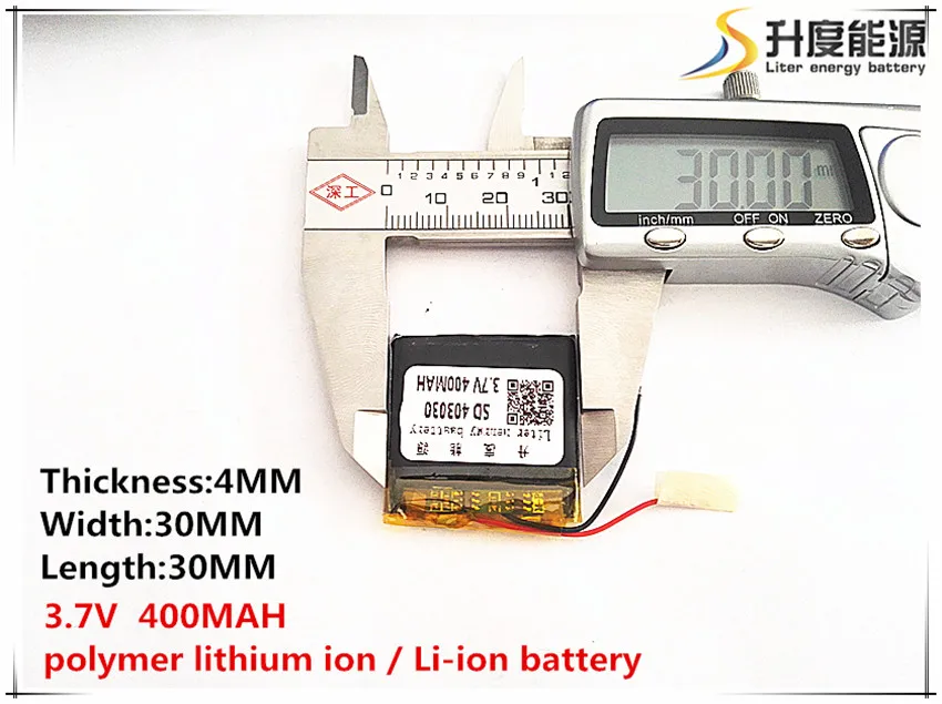 3.7V 400mAh 403030 Lithium Polymer Li-Po li ion Rechargeable Battery cells For Mp3 MP4 MP5 GPS PSP mobile bluetooth