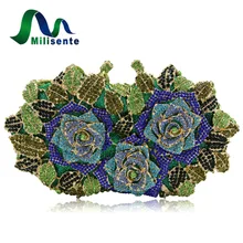Milisente Women Flower Crystal Bags Silver Wedding Clutch Purses Luxury Evening Clutches Diamond Party Bag