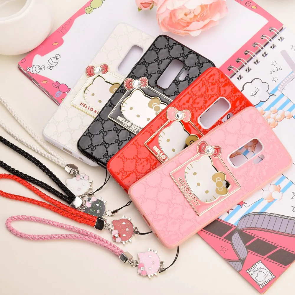 

Fashion Women For Samsung Galaxy S9 S8 Plus Note 8 9 Phone Case Luxury Leather Soft silicone hello kitty TPU Cover