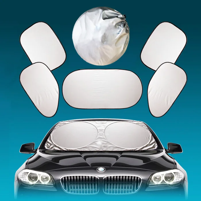 Polyester with silver car sunshade sun shading stoopable sun shading