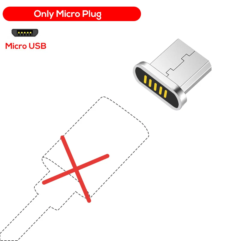 TOPK F-Line1 Магнитный Micro USB кабель со светодиодным индикатором обновленный нейлоновый плетеный кабель для синхронизации данных USB зарядный кабель для Micro USB порта - Цвет: Micro Plug