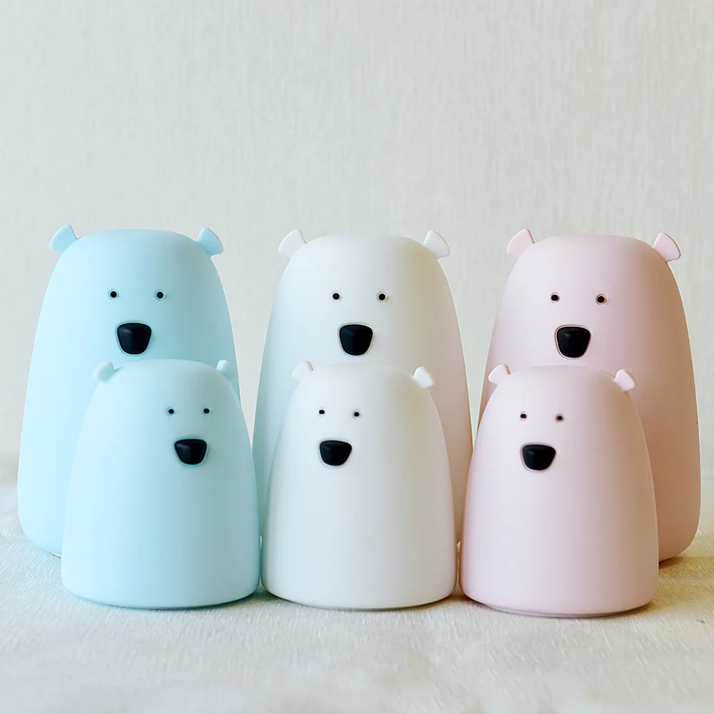 Cute Bear Silicone LED Night Light Lamp Children Bedroom Color Changing Night Lamps  LED Bedside Light for Children Kid Baby Toy Gifts (2)
