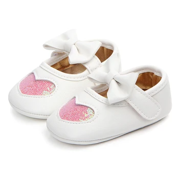 

Baby Girl Shoes Moccasins Moccs Shoes with Bow Cute Heart PU Leather Soft Sole Non-slip Infant Footwear Toddler Casual Shoes