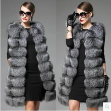 Женское весеннее длинное пальто размера плюс с имитацией лисьего меха, женские осенние толстые меховые жилеты, женские зимние теплые жилеты