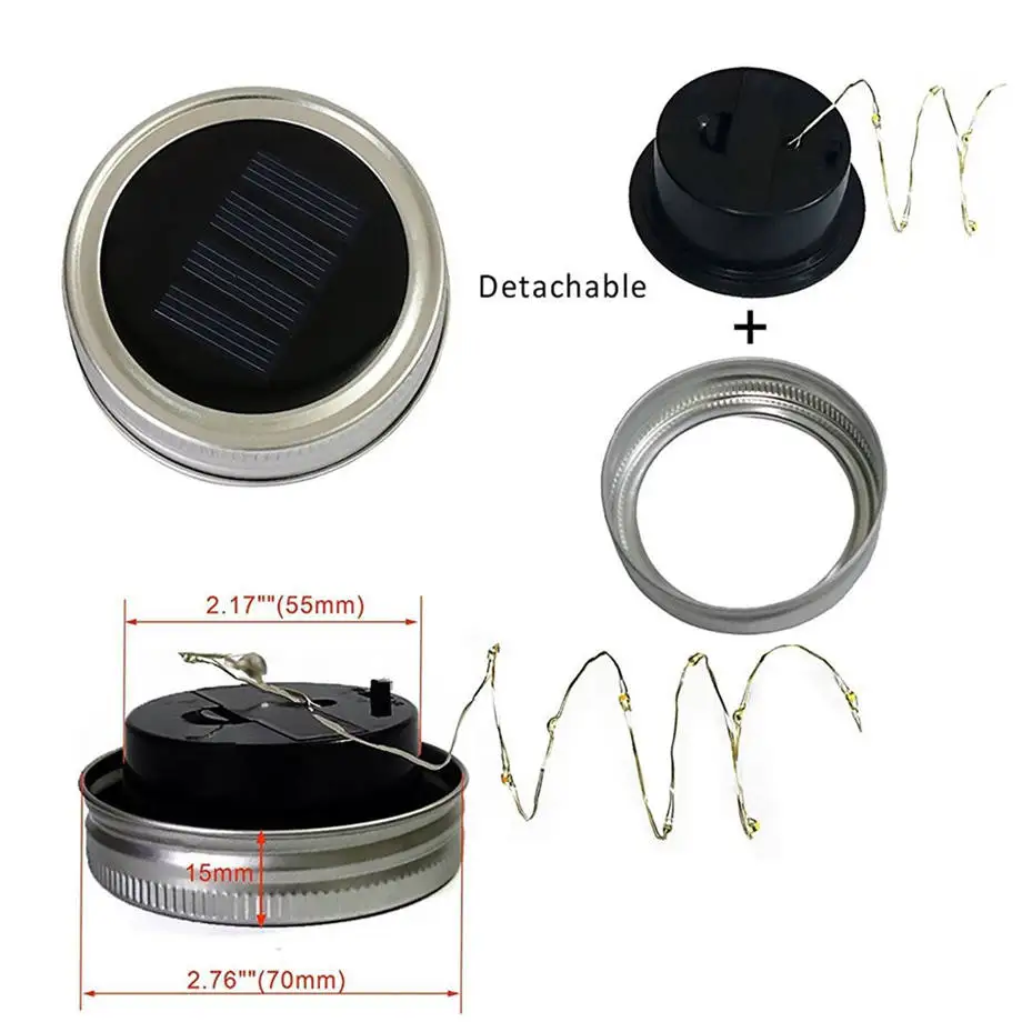 Светодиодный светильник-фея на солнечных батареях для каменщика, банка, крышка, вставка, изменение цвета, декор для сада, вечерние, Декор, дропшиппинг, 1 июля