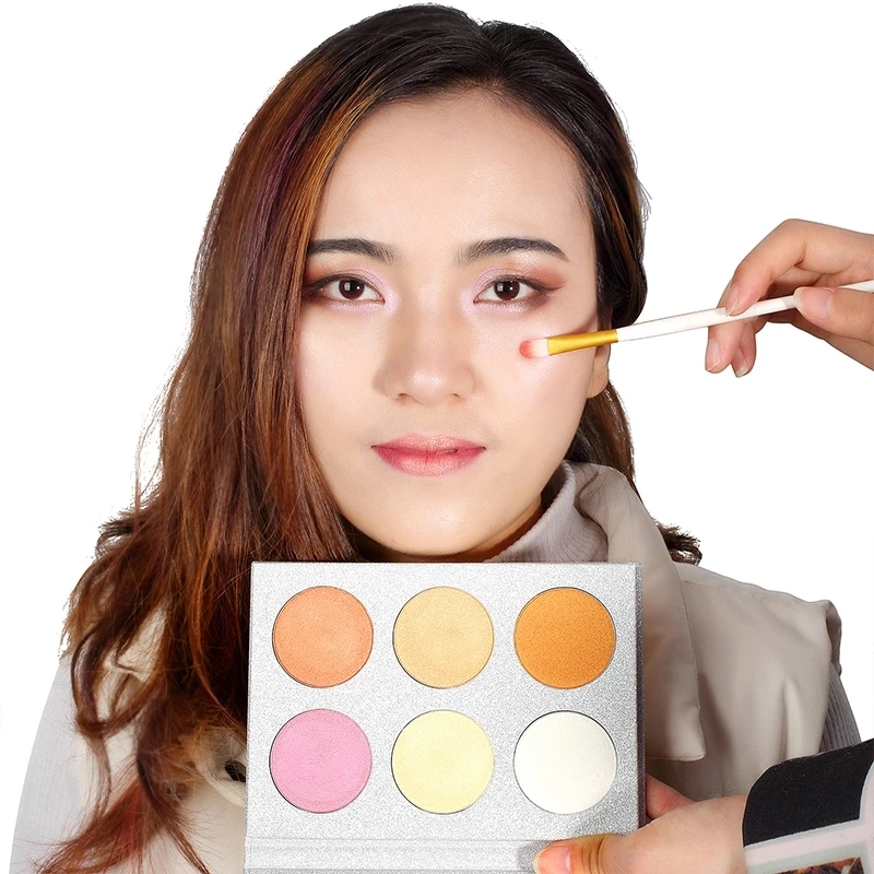 Wholesale No Label Cosmetic 6 color High Pigmented Face Highlighter