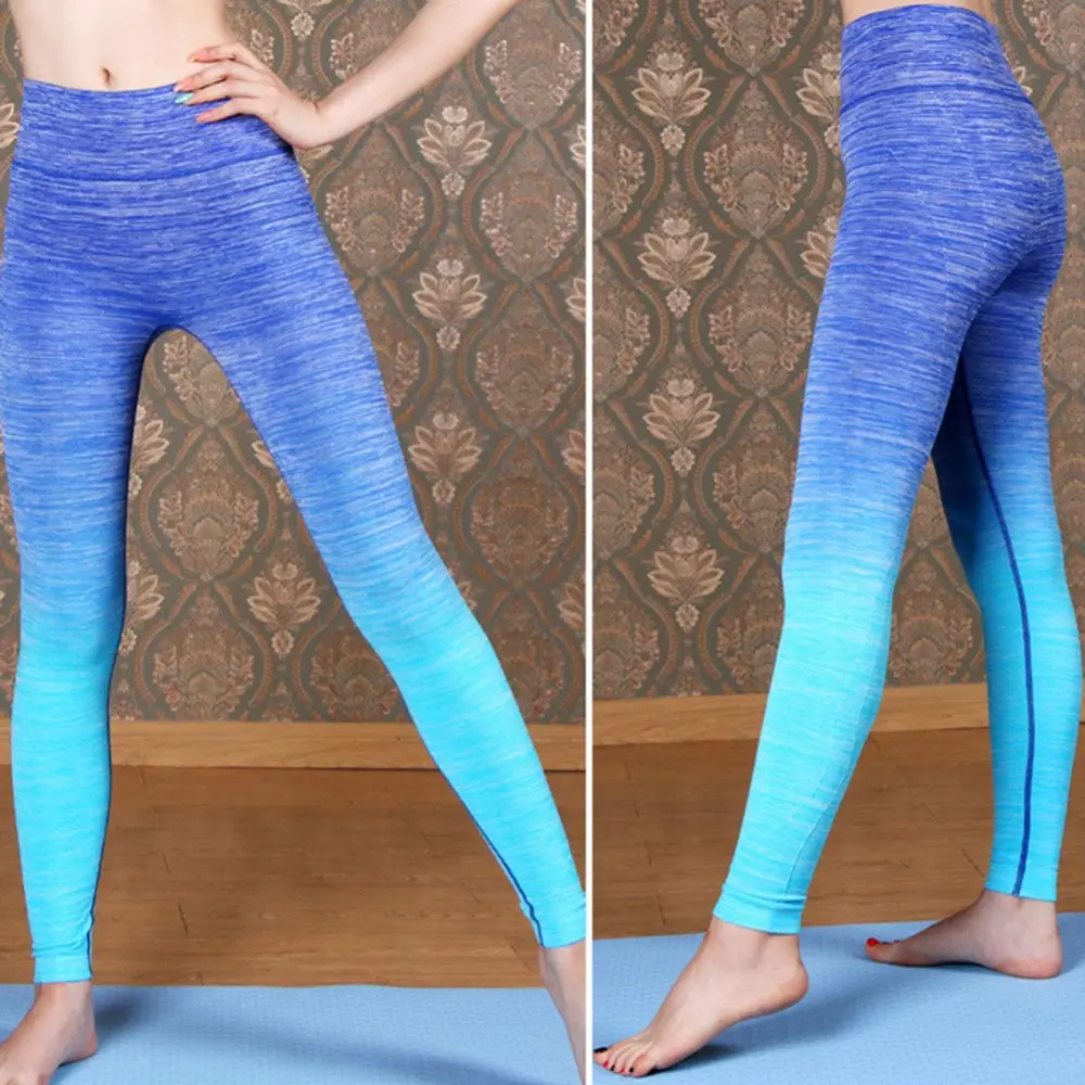 Женские Леггинсы для йоги градиентный цвет фитнес Беговые Брюки гимнастические спортивные брюки новые