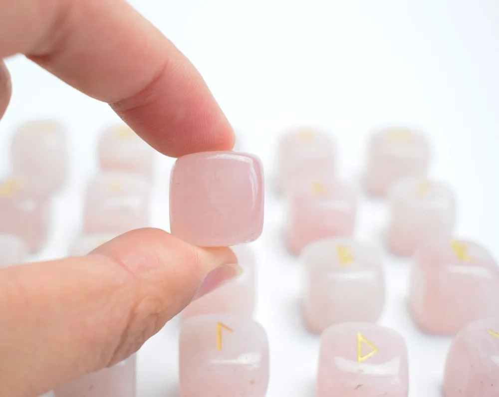 Rose Quartz Rune Stones (4)