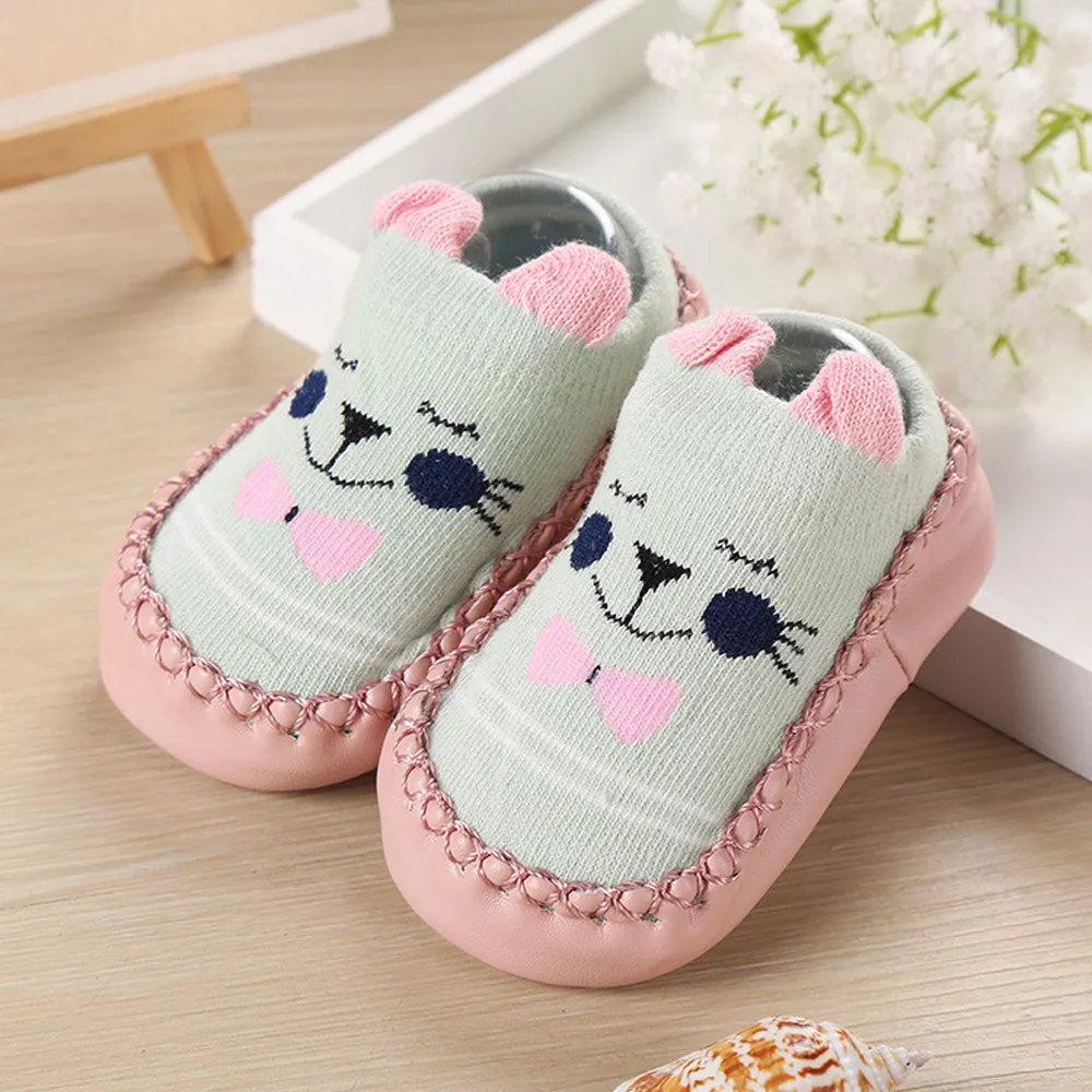 Newborn Baby Boys Girls Cartoon Ears Floor Socks Anti-Slip Baby Step Shoes Socks Zapatos de bebe