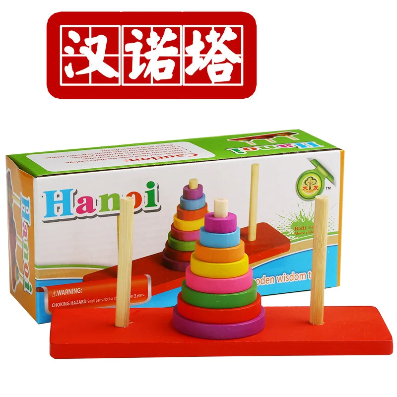

Rainbow Hanno Tower Early childhood educational toys Wooden eight stacks of children's teaching aids
