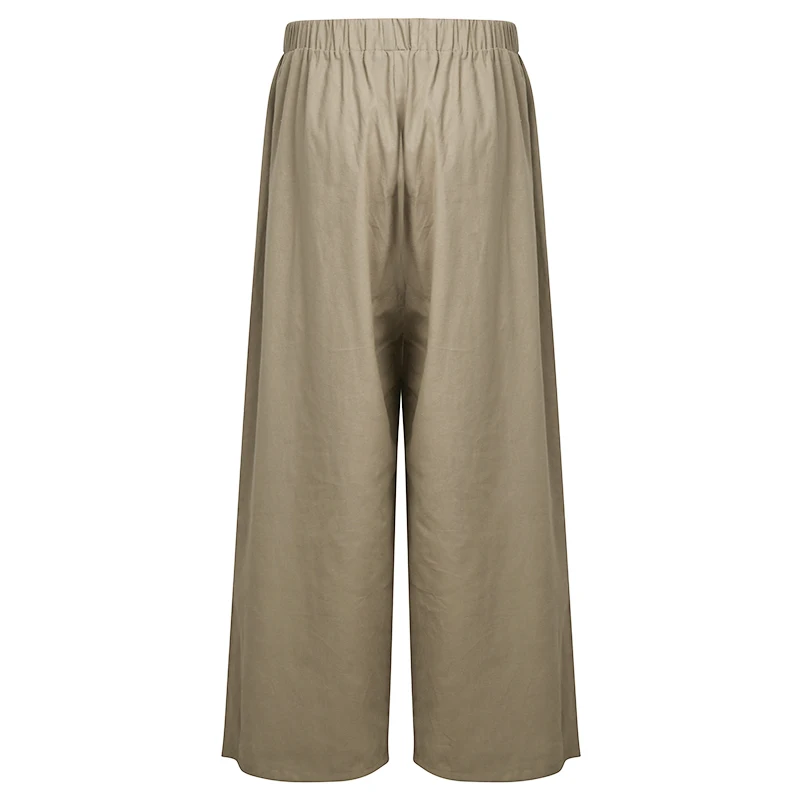 S-5XL Women New Loose Long Pants Cotton Linen Solid Wide Leg Pants With Pockets Ladies Casual Summer Autumn Baggy Trousers 2018