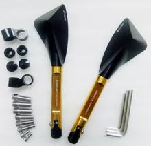 Venta grande Completo Triángulo De Aluminio CNC Motorcycle Rear Side Mirrors Universal Para Moto de Calle Sport Bike Scooter CRUISER