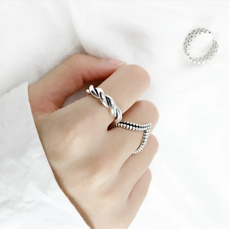 925 Стерлинговое Серебро, циркониевые плетеные кольца, серебряные винтажные кольца для женщин, Винтажные Ювелирные изделия для шармов