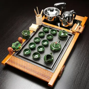 

Wujin Stone Tea Tray Solid Wood Tea Table Kung Fu Teapot Teacup Four- in one induction cooker Simple Home Complete set
