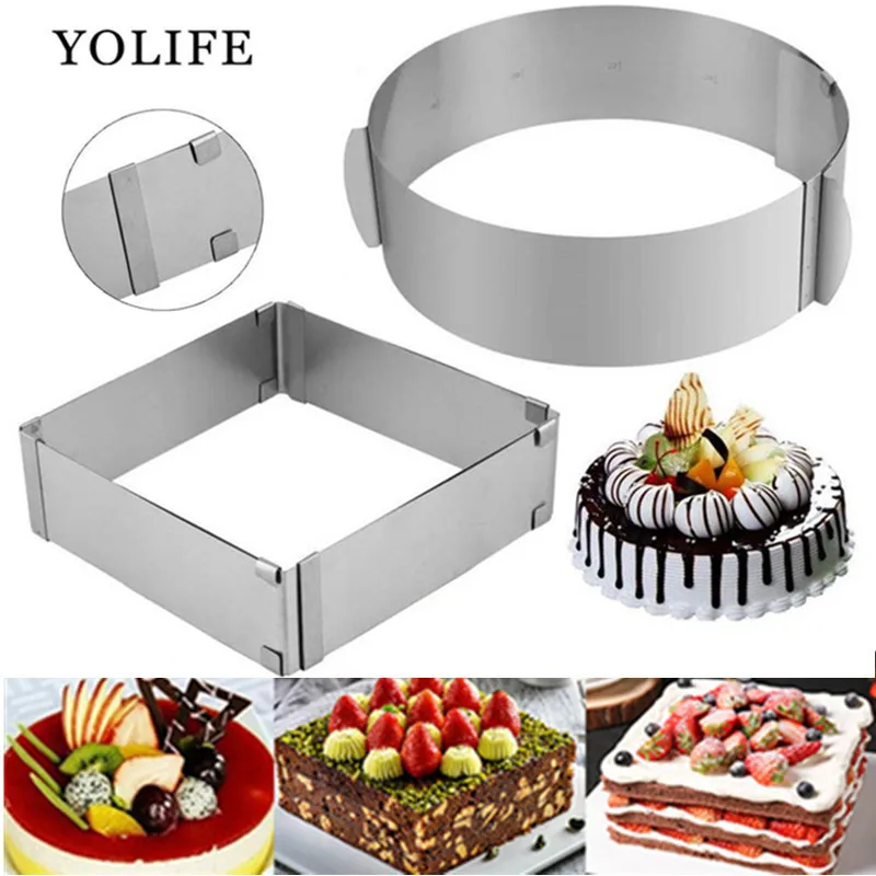 Adjustable Mousse Ring 3D Round & Square Cake Molds Stainless Steel