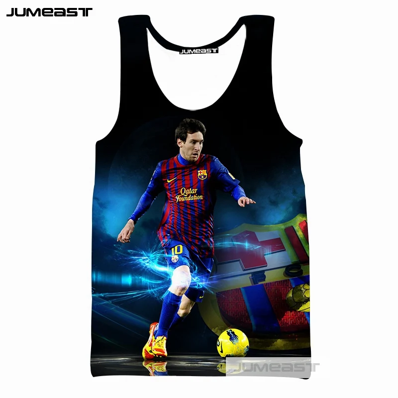 Jumeast бренд моды 3d печатных Lionel Messi мужские/женские топы супер Футбол Звезда Унисекс Без Рукавов Рубашка гусарский жилет